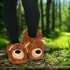 FUNZIEZ! - Men's Bear Face Animal Slippers - XX Large