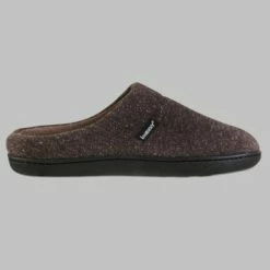 Isotoner Men's Heather Knit Preston Hoodback Slippers Brown