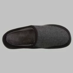 Isotoner Men's Herringbone Logan Hoodback Slippers Black