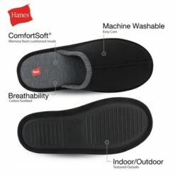 Hanes Mens Slide Jersey Scuff Slipper