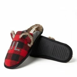 Dearfoams Men's Buffalo Check Lil Bear