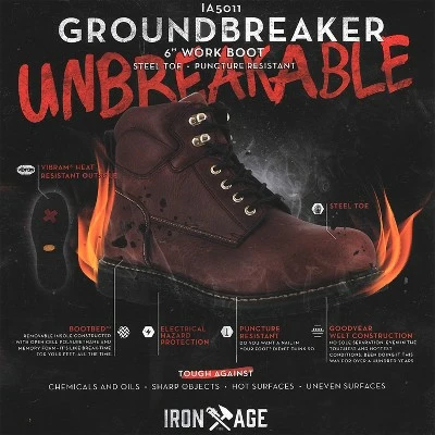 Iron Age Groundbreaker Men's Brown 6 inch Steel Toe Electrical Hazard Puncture-Resistant Work Boot 5 Iron Age Groundbreaker Men's Brown 6 inch Steel Toe Electrical Hazard Puncture-Resistant Work Boot - Image 3