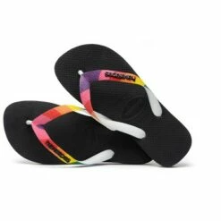 Havaianas - Men's Top Pride Strap Flip Flop Sandal - Black with Rainbow Strap