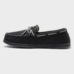 Men's Dearfoams Moccasin Slippers - Black