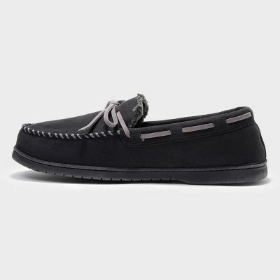 Men's Dearfoams Moccasin Slippers - Black 3 Men's Dearfoams Moccasin Slippers - Black