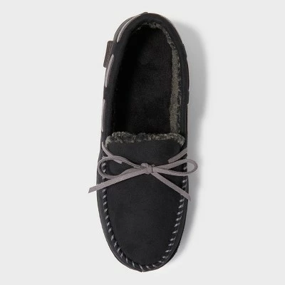 Men's Dearfoams Moccasin Slippers - Black 4 Men's Dearfoams Moccasin Slippers - Black - Image 2