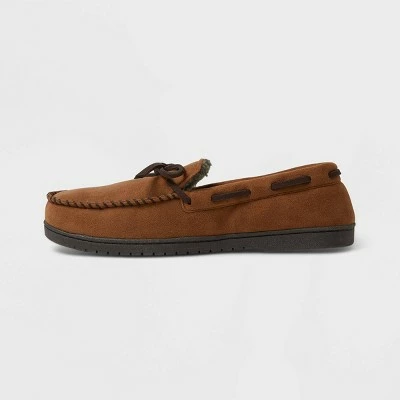 Men's Dearfoams Toby Microsuede Moccasin with Whipstitch & Tie Slippers - Chestnut 3 Men's Dearfoams Toby Microsuede Moccasin with Whipstitch & Tie Slippers - Chestnut