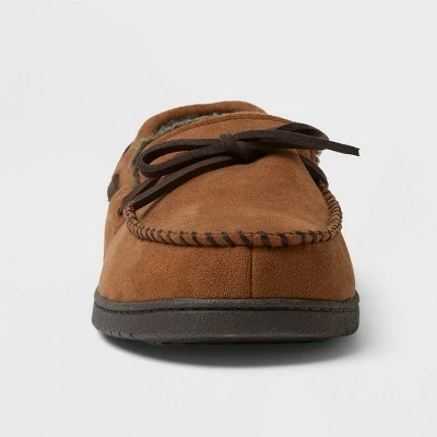 Men's Dearfoams Toby Microsuede Moccasin with Whipstitch & Tie Slippers - Chestnut 7 Men's Dearfoams Toby Microsuede Moccasin with Whipstitch & Tie Slippers - Chestnut - Image 5
