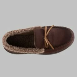 Isotoner Men's Microsuede Berber Spill Slippers Navy Blue